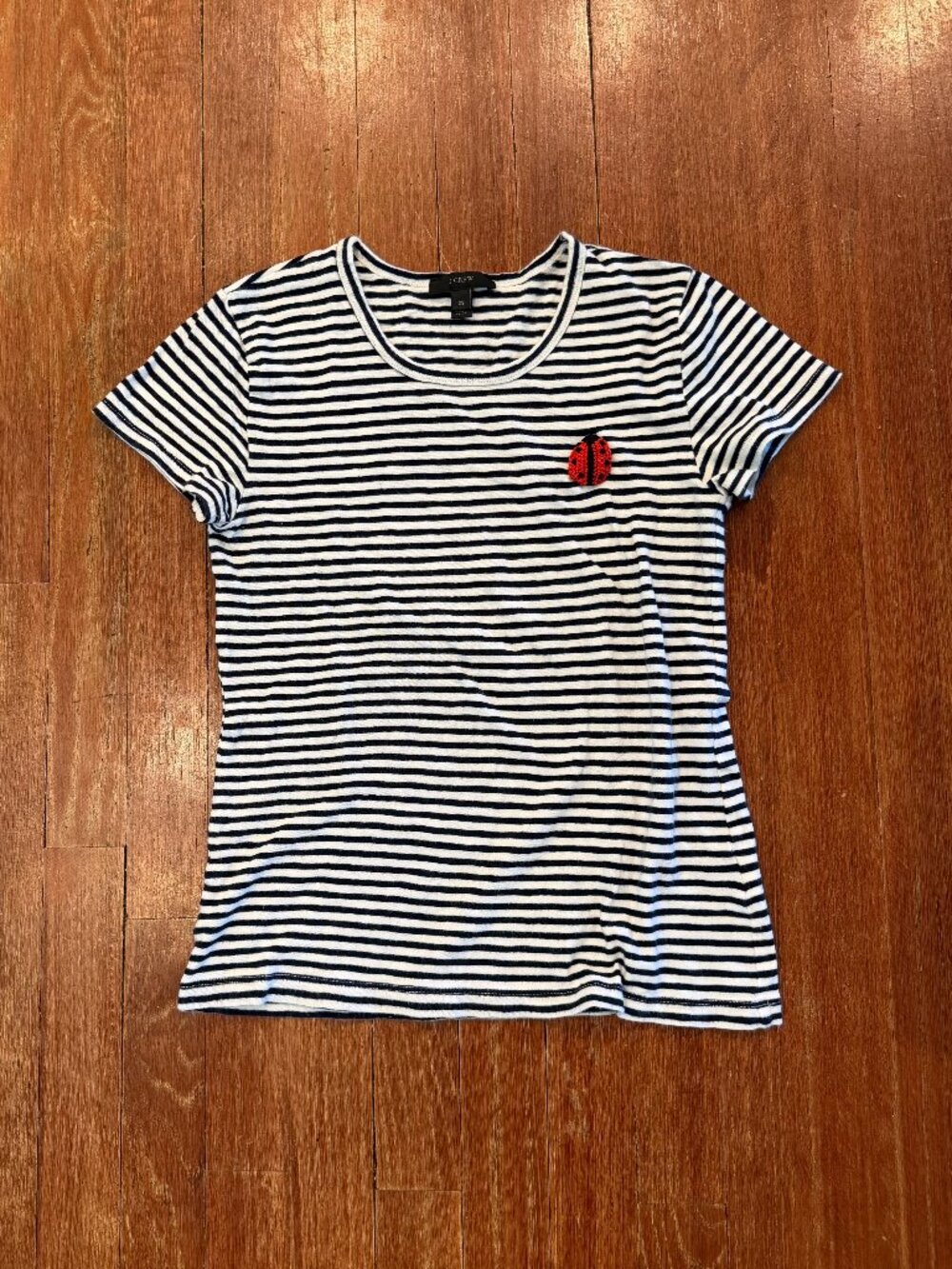 J Crew Ladybug Striped T shirt Size XS